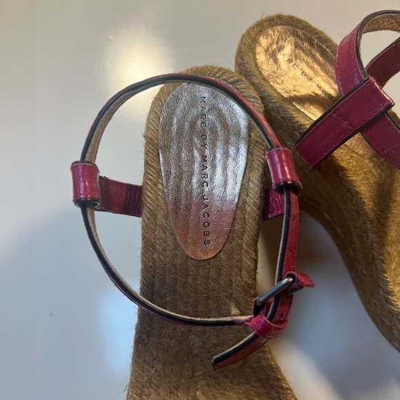 Marc By Marc Jacobs Colorblock Leather Raffia Wedge Sandals EU size 41 - Picture 4 of 14